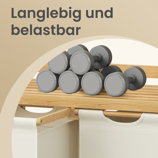 Tvättkorg med 2 fack - Bambu - 150L