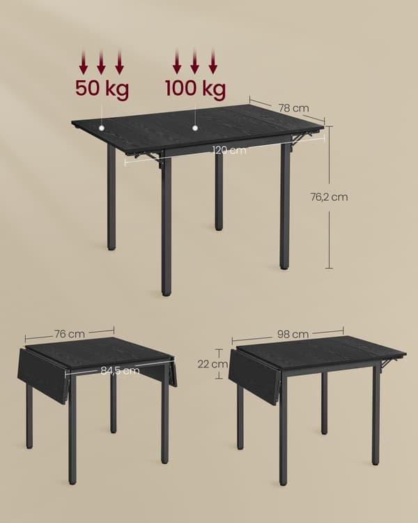 Spisebord til 2-4 personer - moderne design - sort