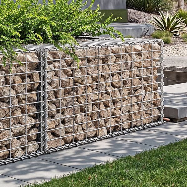 Gabion - Metallkorg med sten - Silver