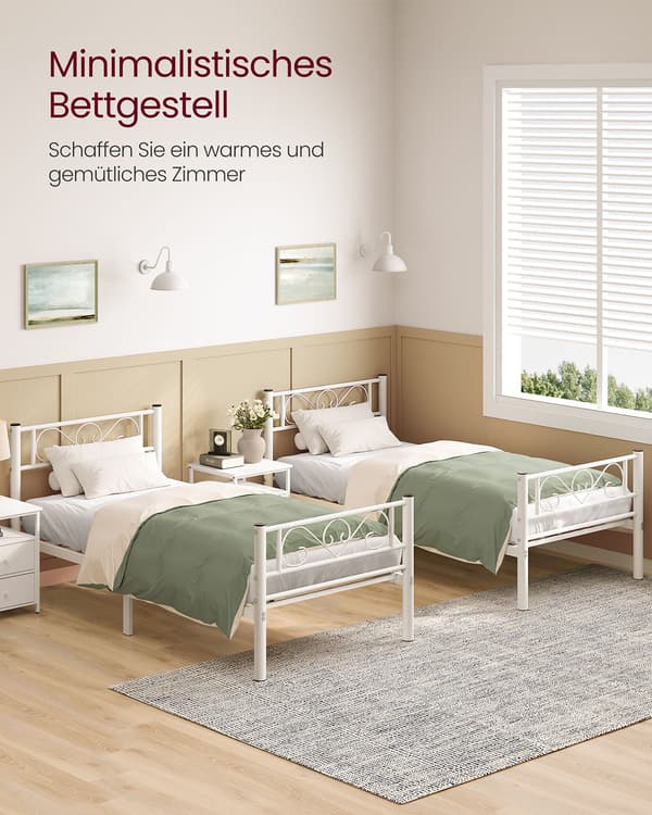 Seng 90 x 200 cm - Nem montering - Mat hvid