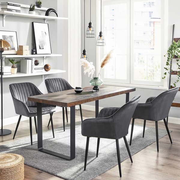Spisestol - Ergonomisk design - Fløjlsæde - Mørkegrå