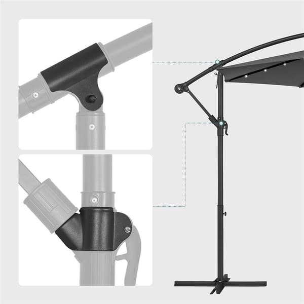 Parasoll med LED-belysning - 300 cm diameter - Grå