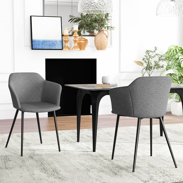 Set - med matsalsstolar Stoppad ergonomiskt ryggstöd - 2 - Grå