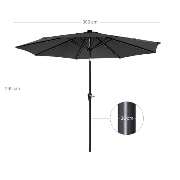 Parasol med LED-belysning - grå