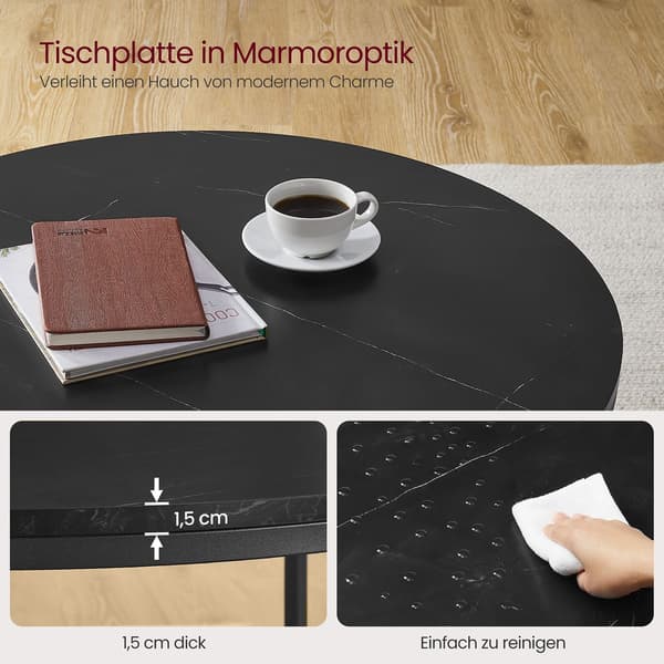 Stuebord - glasplade - moderne stil - sort marmor