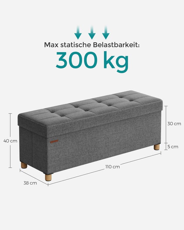 Mörkgrå utfällbar förvaringsbänk