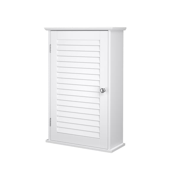 Wall Cabinet - Wooden - White - Adjustable Shelf and Shutter Door