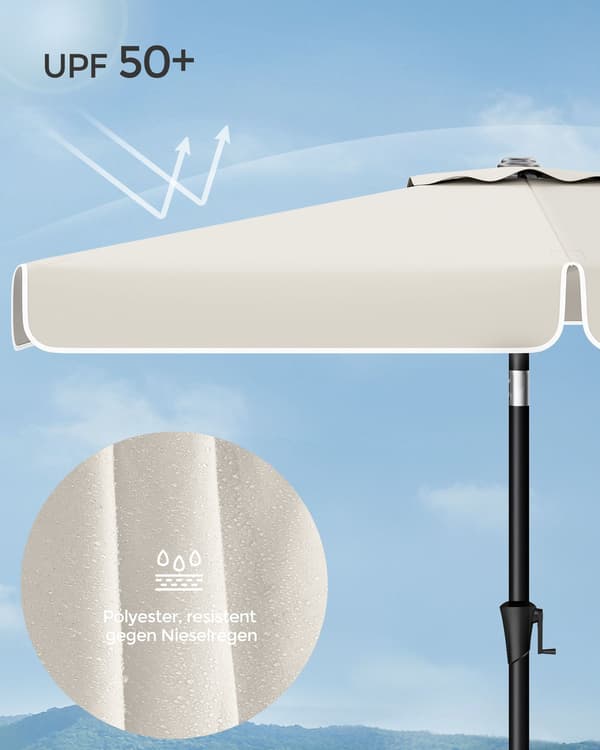 Rektangulær balkonparasol - 200 x 150 cm - beige
