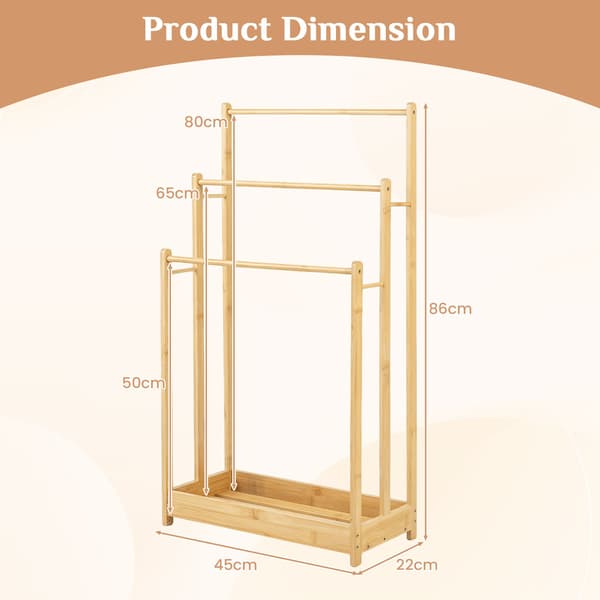 Handduksställ - i bambu, trappformad handduksstege - 45 x 22 x 86 cm