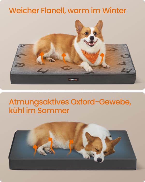 Ortopædisk hundeseng - komfortabel flannel - duegrå