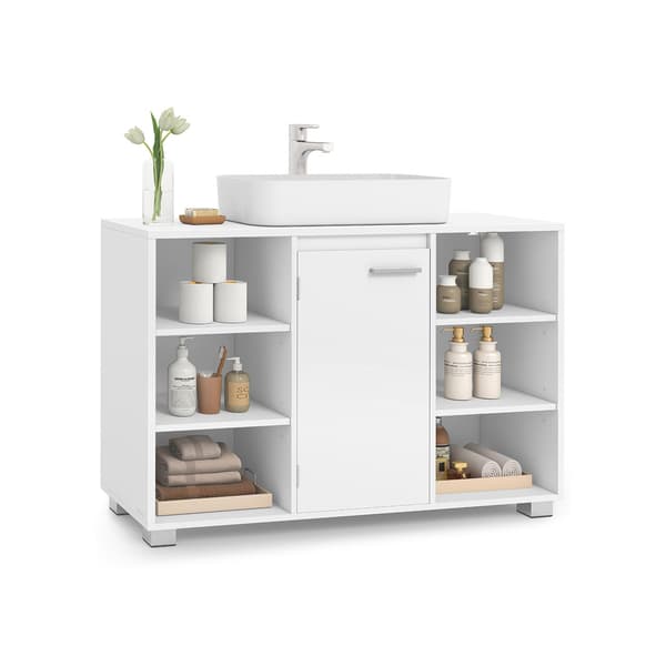 Badrumskommod - justerbara hyllor - Cloud White
