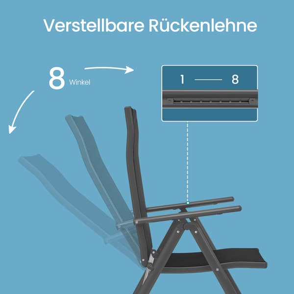 Sæt med 2 havestole - Klapstole op til 150 kg - Sort