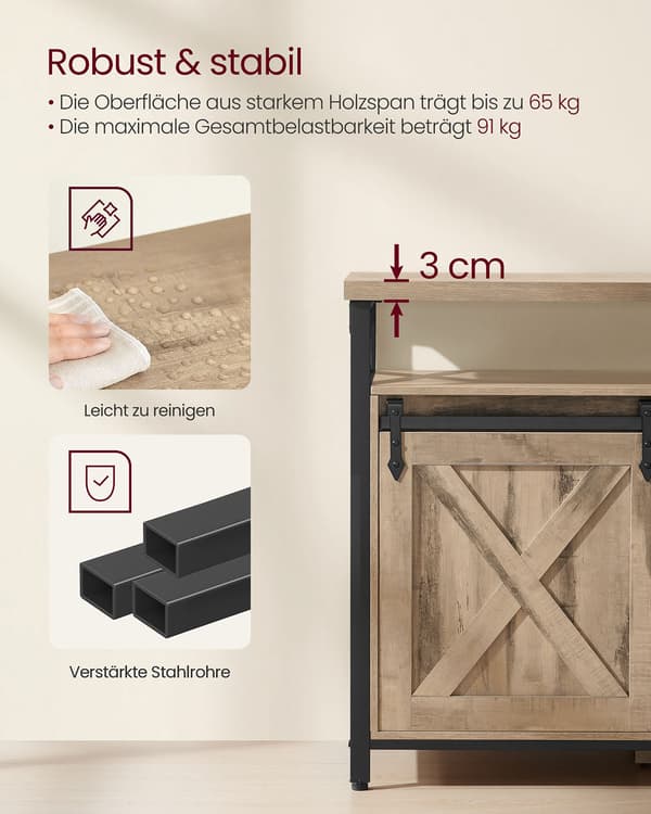 TV-bord - Velegnet til 65 tommer - Kamelbrun-Sort