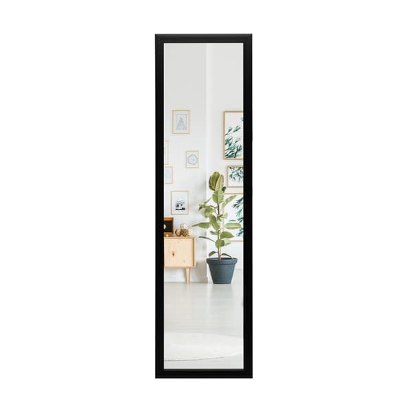Rektangulär - hellängdsspegel med hängkrok för dörr - 33 x 119 cm - Svart