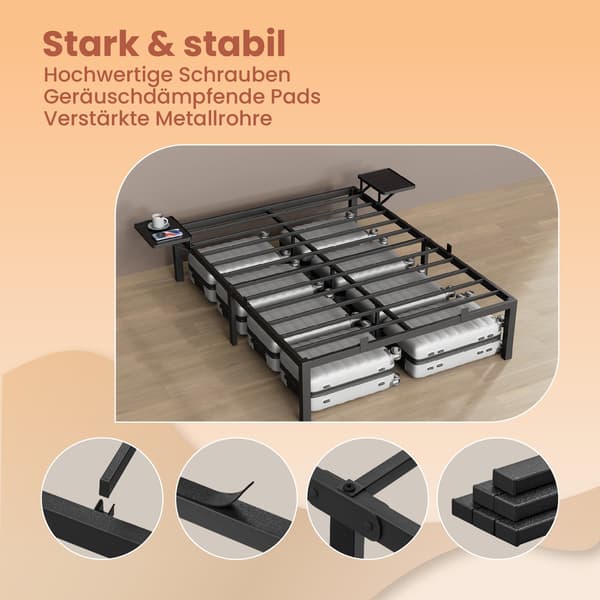 Sängram - robust metallram - svart