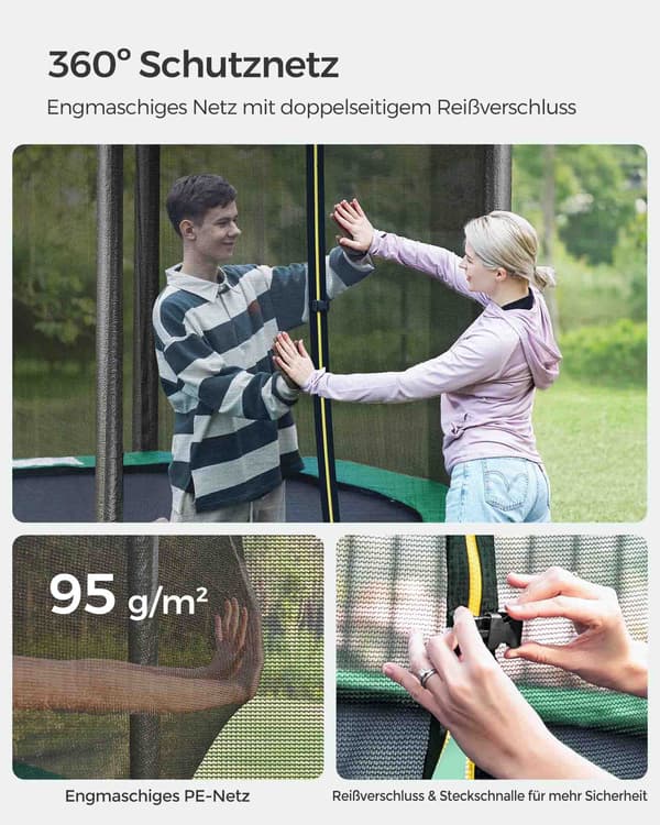 Trampolin - med sikkerhedsnet - sortgrøn
