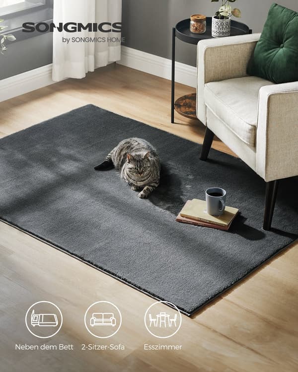 Matta - 170 x 120 cm - Halkfri - Antracitgrå - Polyester - 3,2 kg