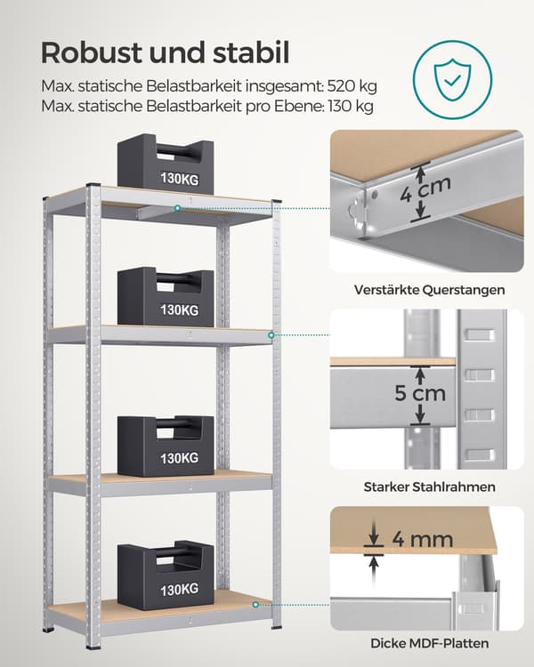 Hyllset - kraftigt - set om 2 - silver