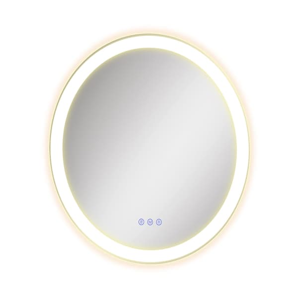 Rund badrumsspegel - Med LED-belysning - Dimbar - 61 cm - Vit