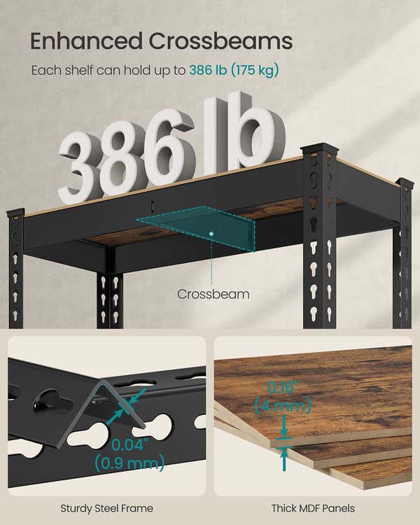 Bogreol - Robust design - Stål - Sort