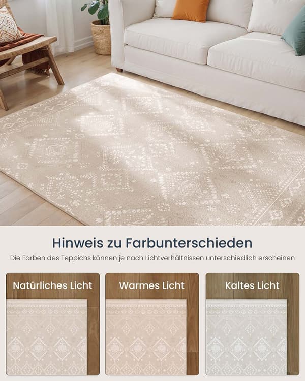 Fluffig boho-matta 140 x 200 cm cappuccino beige