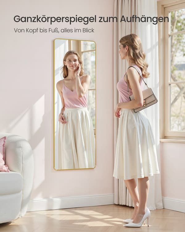 Rektangulär spegel - 120 x 40 cm - vägg- eller dörrmontering - bläcksvart