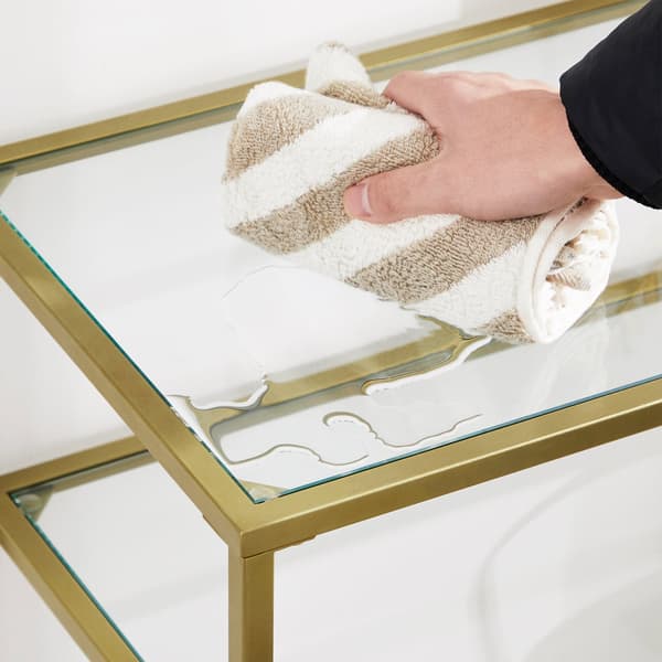 Konsolbord - Modern design - Härdat glas - Guld