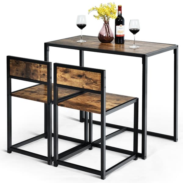 st - Bord Grupp Set + Stolar Antik - 3 2 - Brun