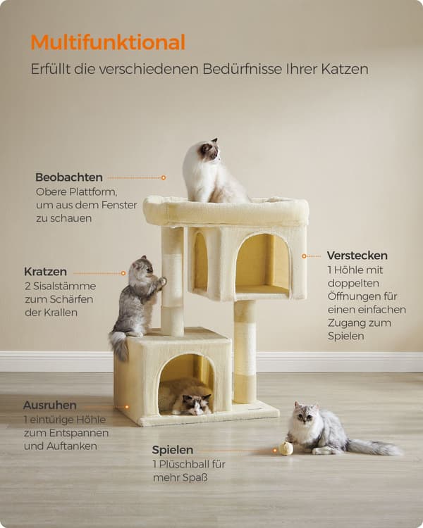 Kradsetræ XL - stor platform - beige