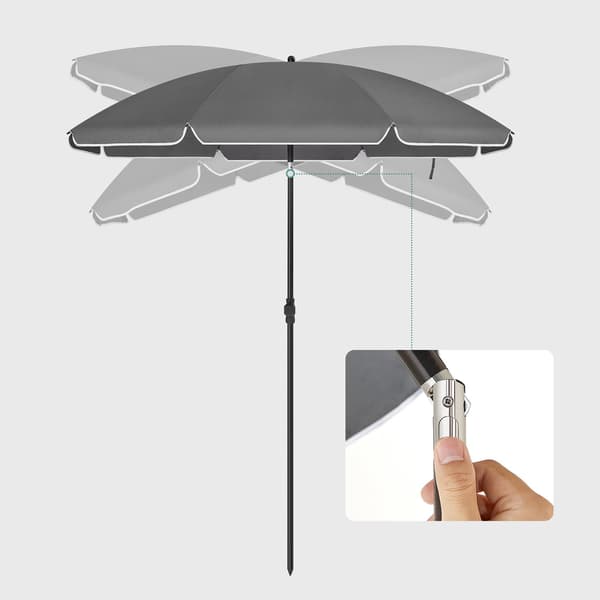 Parasol - Med håndsving - UV-beskyttelse - Grå
