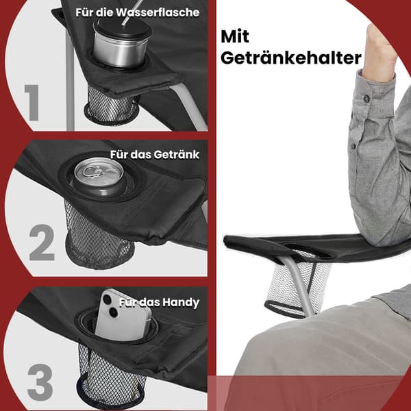 Klapstole sæt med 2 - Bærbare og robuste - Sort