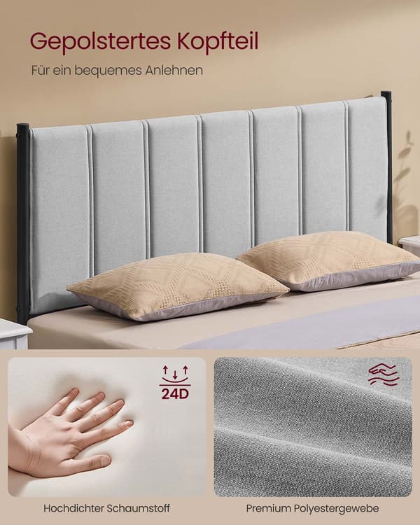 Dobbeltsengestel med stållamelbund, duegrå
