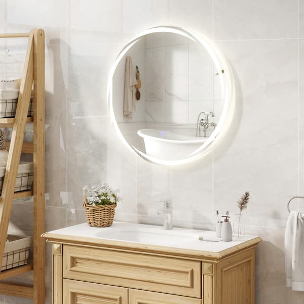 LED badrumsspegel - med belysning rund anti dim oval - 60 cm - Silver