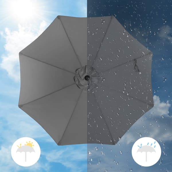 Parasol - Ø 300 cm - Med håndsving - Grå