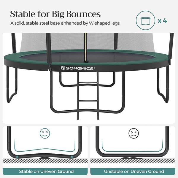Rund trampolin - Sikkerhedsnet - Ø 366 cm - Grøn/Sort