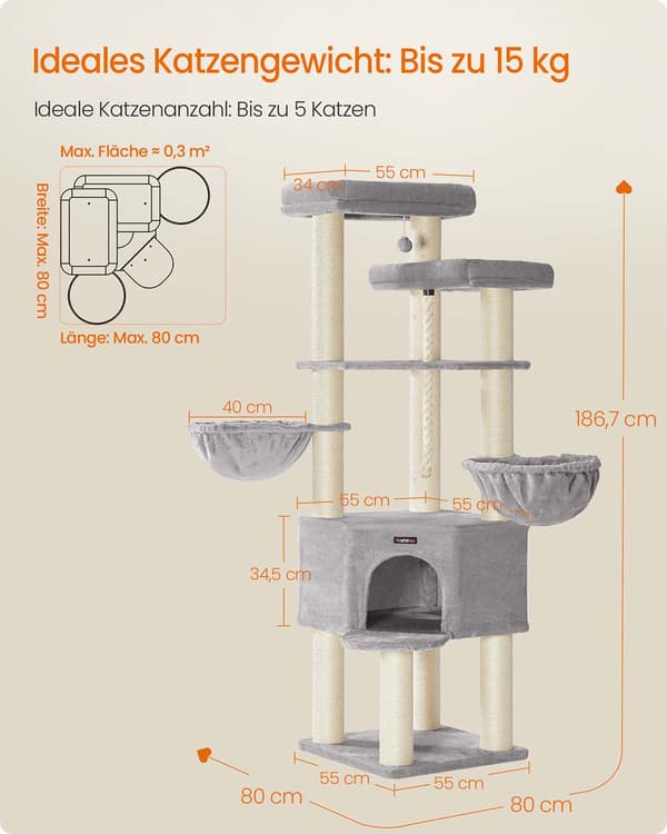 Kradsetræ - Stor model - Flere niveauer - Til store katte