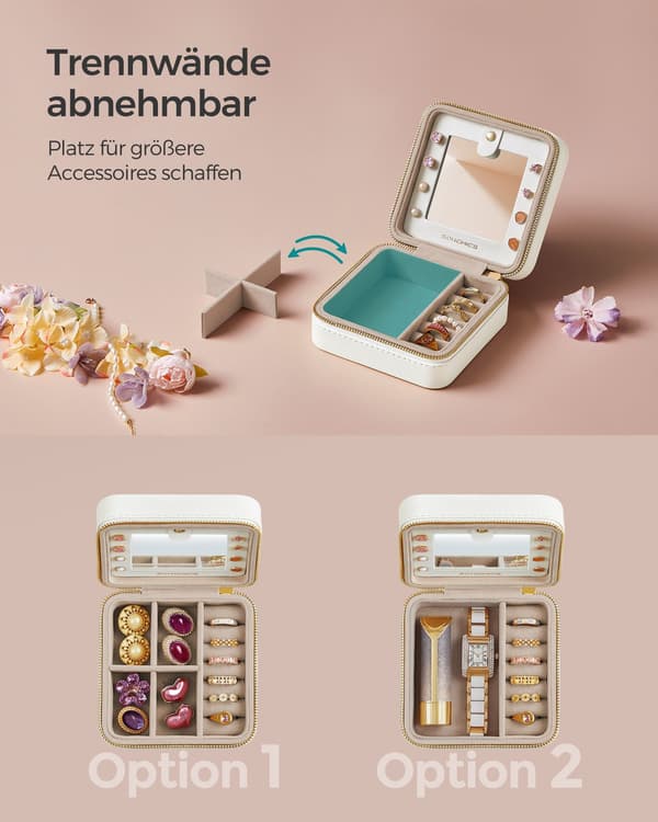 Smyckeskrin - bärbar - sammet - molnvit