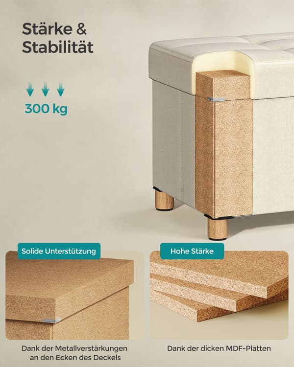Hopfällbar pall med förvaring - krämvit