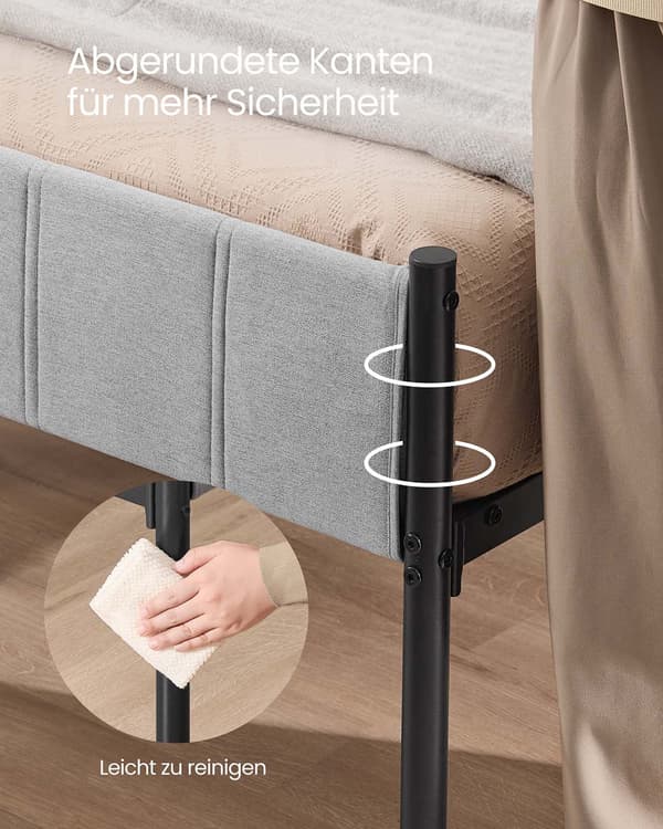 Dobbeltsengestel med stållamelbund, duegrå