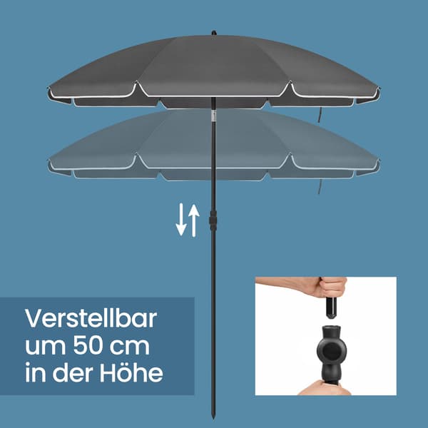 Parasol 160 cm - Solbeskyttelse med UPF 50+ - Grå