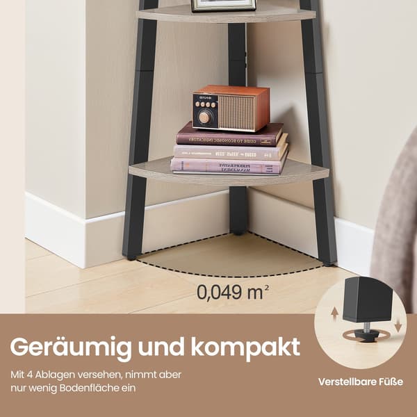Hjørnehylde - Stigeformet design - Greige Sort