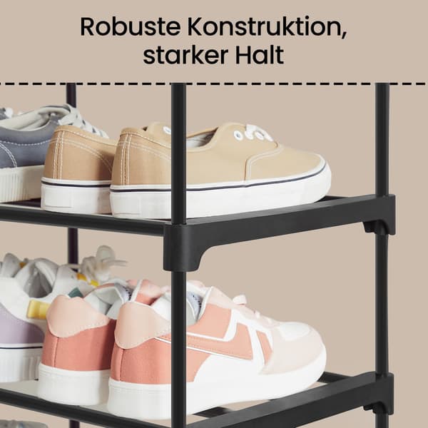 Skohylde - 10 niveauer - sort metalkonstruktion