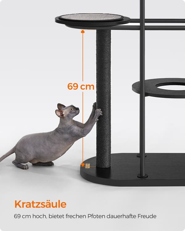 Kradsetræ - 111 cm høj - klassisk sort sisal - sort