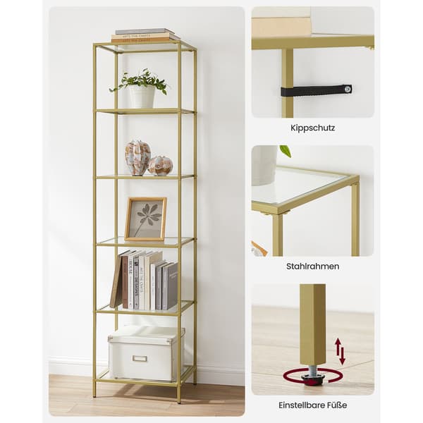 Vitrineskab - Luksusdesign - Stålstel - Guld