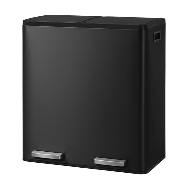 Pedalspand - 2 x 30 liter - softclose-låg - Stål - Sort