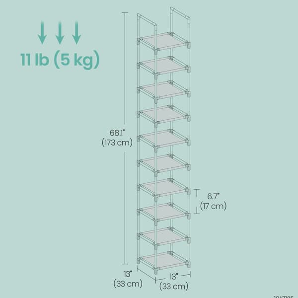 Skohylde - 10 lag, pladsbesparende - sort