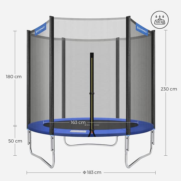 Trampolin - med sikkerhedsnet og trappe - sortblå