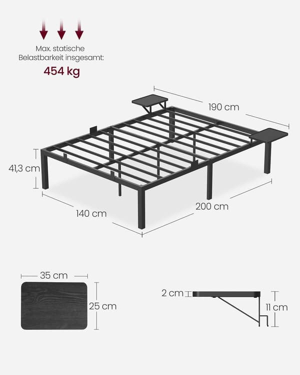 Dobbeltseng - Stabil metalramme - Sort
