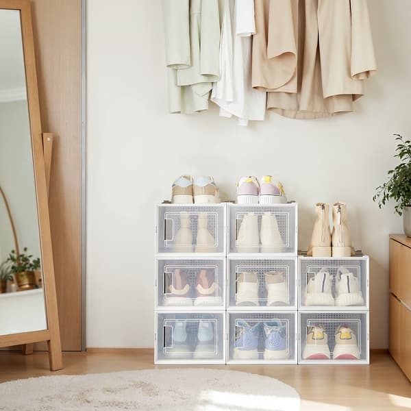Sæt med 8 stabelbare skoæsker - Transparent - Klar plastik