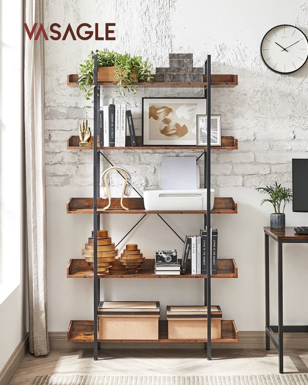 Bogreol med 5 niveauer - Moderne design - Træ - Hvid